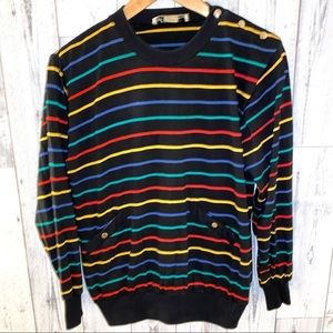 80s 90s M Saks fifth Avenue rainbow crewneck knit